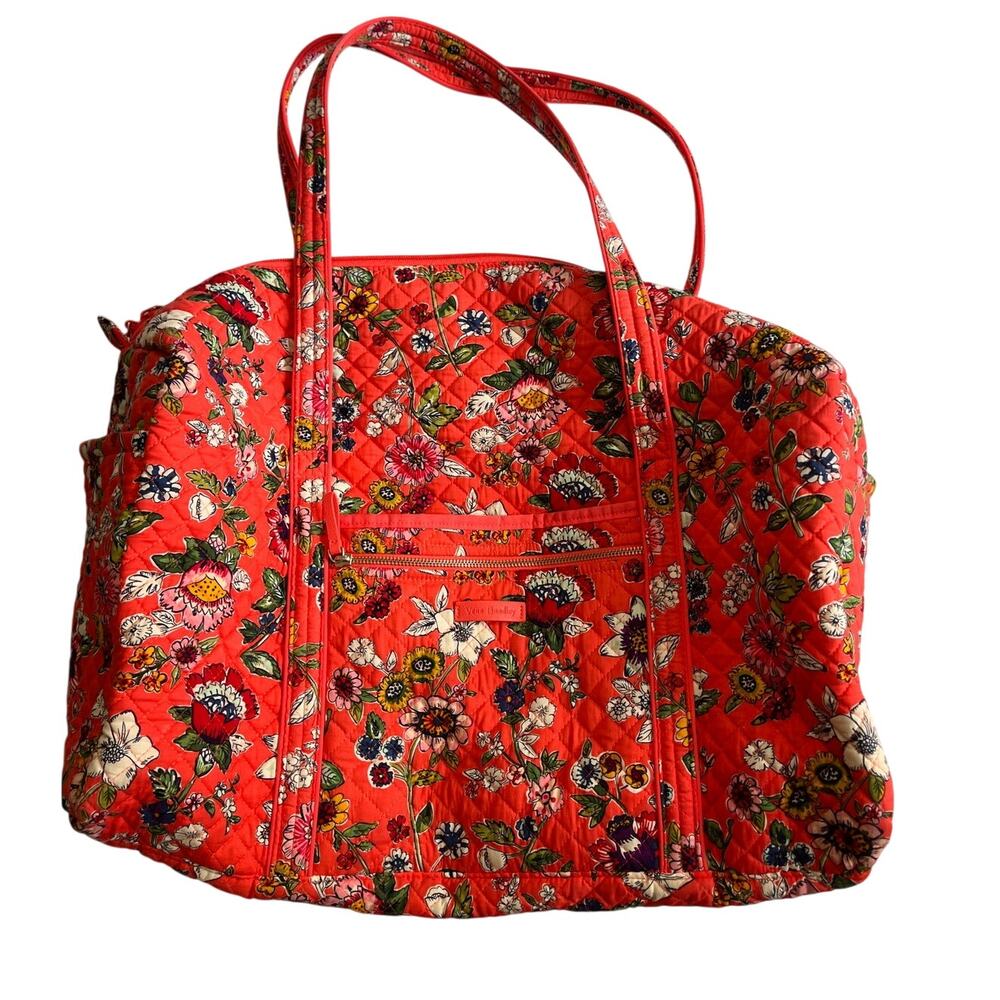 Vera Bradley Iconic Large Duffle Floral Coral Pattern - Picture 2 of 10